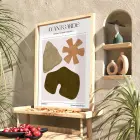 Avantgarde Organik Şekiller Doğal Ahşap Çerçeveli Tablo Duvar Dekoru Poster Obje Ev Aksesuarları
