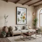 Kew Gardens Botanik İllüstrasyon Siyah Ahşap Çerçeveli Tablo Bohem Modern Sanat İç Mekan