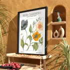 Kew Gardens Botanik İllüstrasyon Siyah Ahşap Çerçeveli Tablo Bohem Modern Sanat İç Mekan