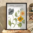 Kew Gardens Botanik İllüstrasyon Siyah Ahşap Çerçeveli Tablo Bohem Modern Sanat İç Mekan