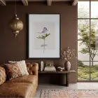 Narin Mor Botanik Tablo Siyah Ahşap Çerçeveli Bohem Oturma Odası Duvar Dekoru Poster