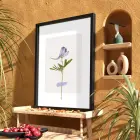 Narin Mor Botanik Tablo Siyah Ahşap Çerçeveli Bohem Oturma Odası Duvar Dekoru Poster