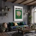Pastel Buket Yeşil Zemin Beyaz Ahşap Çerçeveli Tablo Dekoratif Obje Ev Aksesuarları Modern