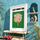 Pastel Buket Yeşil Zemin Beyaz Ahşap Çerçeveli Tablo Dekoratif Obje Ev Aksesuarları Modern
