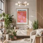 Mercan Pembe Motivasyon Lale Doğal Ahşap Çerçeveli Tablo Ev Aksesuarları Modern Sanat İç