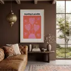 Mercan Pembe Motivasyon Lale Doğal Ahşap Çerçeveli Tablo Ev Aksesuarları Modern Sanat İç