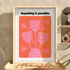 Mercan Pembe Motivasyon Lale Doğal Ahşap Çerçeveli Tablo Ev Aksesuarları Modern Sanat İç