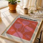 Mercan Pembe Motivasyon Lale Doğal Ahşap Çerçeveli Tablo Ev Aksesuarları Modern Sanat İç