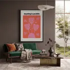Mercan Pembe Motivasyon Lale Siyah Ahşap Çerçeveli Tablo Duvar Dekoru Poster Obje Ev