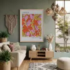 Canlı Floral Soyut Sanat Doğal Ahşap Çerçeveli Tablo Bohem Modern İç Mekan Yatak