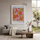 Canlı Floral Soyut Sanat Beyaz Ahşap Çerçeveli Tablo Bohem Salon Oturma Odası Duvar
