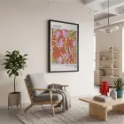 Canlı Floral Soyut Sanat Siyah Ahşap Çerçeveli Tablo Bohem Mekan Yatak Koridor Ofis