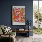 Canlı Floral Soyut Sanat Siyah Ahşap Çerçeveli Tablo Bohem Mekan Yatak Koridor Ofis