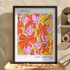 Canlı Floral Soyut Sanat Siyah Ahşap Çerçeveli Tablo Bohem Mekan Yatak Koridor Ofis