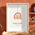 Minimalist Gökkuşağı İsim Tablosu Doğal Ahşap Çerçeveli Yatak Koridor Ofis Kanvas Görünümlü Salon