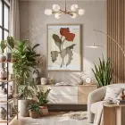 Retro Kızıl Lale Tablosu Doğal Ahşap Çerçeveli Sanat İç Mekan Yatak Koridor Ofis