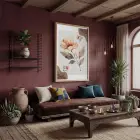 Pastel Şeftali Çiçek Tablosu Doğal Ahşap Çerçeveli Bohem Dekorasyonu Poster Obje Ev Aksesuarları