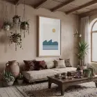 Sakin Mavi Dalga Tablosu Doğal Ahşap Çerçeveli Dekoru Poster Obje Ev Aksesuarları Modern