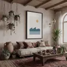 Sakin Mavi Dalga Tablosu Siyah Ahşap Çerçeveli Görünümlü Salon Oturma Odası Duvar Dekoru
