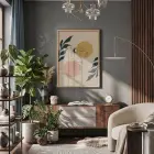 Minimalist Ay Güneş Kadın Doğal Ahşap Çerçeveli Tablo Dekoru Poster Obje Ev Aksesuarları