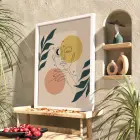Minimalist Ay Güneş Kadın Beyaz Ahşap Çerçeveli Tablo Dekoratif Obje Ev Aksesuarları Modern