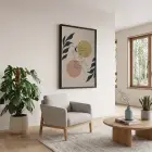 Minimalist Ay Güneş Kadın Siyah Ahşap Çerçeveli Tablo Ofis Kanvas Görünümlü Salon Oturma