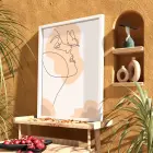 Kelebekli Çizgi Yüz Soyut Beyaz Ahşap Çerçeveli Tablo Salon Oturma Odası Duvar Dekoru