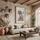 Minimalist Yaprak Geometri Doğal Ahşap Çerçeveli Tablo Dekorasyonu Poster Obje Ev Aksesuarları Modern