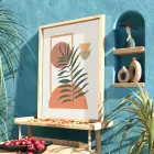 Minimalist Yaprak Geometri Doğal Ahşap Çerçeveli Tablo Dekorasyonu Poster Obje Ev Aksesuarları Modern