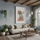 Minimalist Yaprak Geometri Beyaz Ahşap Çerçeveli Tablo Poster Dekoratif Obje Ev Aksesuarları Modern
