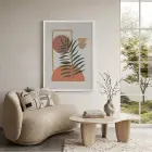 Minimalist Yaprak Geometri Beyaz Ahşap Çerçeveli Tablo Poster Dekoratif Obje Ev Aksesuarları Modern