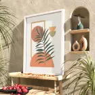 Minimalist Yaprak Geometri Beyaz Ahşap Çerçeveli Tablo Poster Dekoratif Obje Ev Aksesuarları Modern