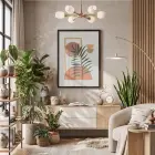 Minimalist Yaprak Geometri Siyah Ahşap Çerçeveli Tablo Salon Oturma Odası Duvar Dekoru Poster