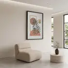 Minimalist Yaprak Geometri Siyah Ahşap Çerçeveli Tablo Salon Oturma Odası Duvar Dekoru Poster