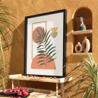 Minimalist Yaprak Geometri Siyah Ahşap Çerçeveli Tablo Salon Oturma Odası Duvar Dekoru Poster