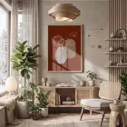 Toprak Tonlu Soyut Yüz Doğal Ahşap Çerçeveli Tablo Duvar Dekoru Poster Obje Ev