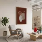 Toprak Tonlu Soyut Yüz Doğal Ahşap Çerçeveli Tablo Duvar Dekoru Poster Obje Ev
