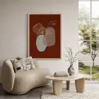 Toprak Tonlu Soyut Yüz Doğal Ahşap Çerçeveli Tablo Duvar Dekoru Poster Obje Ev