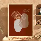 Toprak Tonlu Soyut Yüz Doğal Ahşap Çerçeveli Tablo Duvar Dekoru Poster Obje Ev