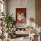 Toprak Tonlu Soyut Yüz Beyaz Ahşap Çerçeveli Tablo Poster Dekoratif Obje Ev Aksesuarları