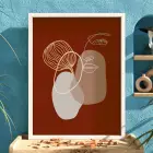 Toprak Tonlu Soyut Yüz Beyaz Ahşap Çerçeveli Tablo Poster Dekoratif Obje Ev Aksesuarları