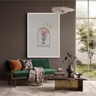 Kemerli Minimal Bitki Tasarım Beyaz Ahşap Çerçeveli Tablo Ofis Kanvas Görünümlü Salon Oturma