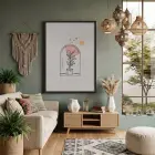 Kemerli Minimal Bitki Tasarım Siyah Ahşap Çerçeveli Tablo Modern Sanat İç Mekan Yatak