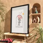 Kemerli Minimal Bitki Tasarım Siyah Ahşap Çerçeveli Tablo Modern Sanat İç Mekan Yatak