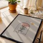Kemerli Minimal Bitki Tasarım Siyah Ahşap Çerçeveli Tablo Modern Sanat İç Mekan Yatak