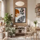 Toprak Tonları Organik Soyut Siyah Ahşap Çerçeveli Tablo Obje Ev Aksesuarları Modern Sanat
