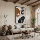 Toprak Tonları Organik Soyut Siyah Ahşap Çerçeveli Tablo Obje Ev Aksesuarları Modern Sanat