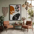 Toprak Tonları Organik Soyut Siyah Ahşap Çerçeveli Tablo Obje Ev Aksesuarları Modern Sanat