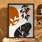 Toprak Tonları Organik Soyut Siyah Ahşap Çerçeveli Tablo Obje Ev Aksesuarları Modern Sanat