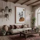 Toprak Tonları Bitki Sanatı Doğal Ahşap Çerçeveli Tablo Aksesuarları Modern Sanat İç Mekan